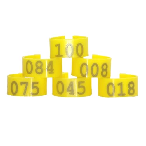 100 Stück Innendurchmesser 2,0 cm Kunststoff Offene Schnalle Huhn Ente Gans 5 Farben Digital Fußring Geflügelzuchtausrüstung Für Hähnchen, Enten, Hähnchen(Yellow) von JBJYGSG