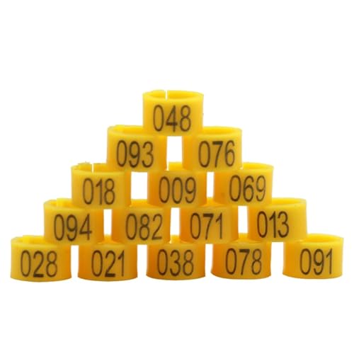 100Pcs Pigeon Fuß Ringe Geflügel Mit Worten Kunststoff Huhn Gans Vögel Farbige Training Liefert Für Hähnchen, Enten, Hähnchen(Yellow) von JBJYGSG