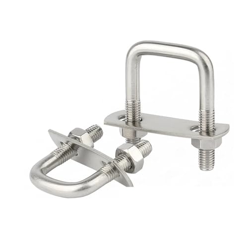 304 Edelstahl-Vierkantklemme, U-Bolzen, rechtwinklige Schraubklemme, U-Klemme, quadratische Klemme, rechtwinklige U-Bolzen Für Abschleppen Von Autos Schiffen(M6X45X80-2set) von JBJYGSG