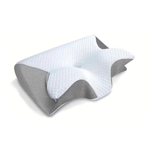 JBJYGSG 1 Stück Memory-Schaum-Halskissen, 2-in-1 ergonomisches orthopädisches Konturkissen for Nackenschmerzen, konturierte Stützkissen, Nackenkissen(Light Gray) von JBJYGSG