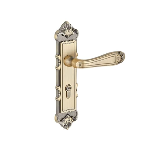 Europäischer Stil Innentürschloss Magnet Schlafzimmer Zimmer Massivzinklegierung Griff Mechanisches Diebstahlsicherungstürschloss Holztürschloss(Yellowbronzezincalloy) von JBKJGWYA