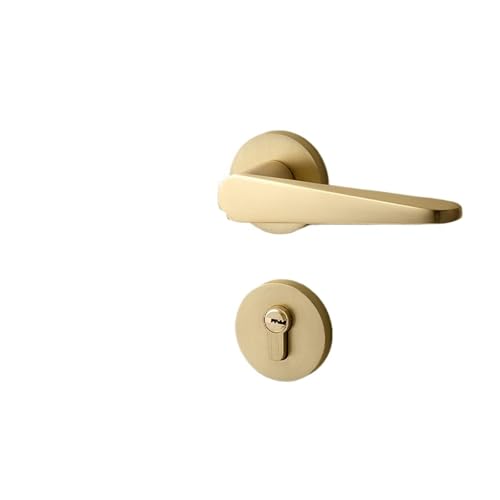 Gebürstetes Goldtürschloss, leichtes Luxus-Innenschlafzimmer-Lautlos-Magnettürschloss, Kupfer gebürstetes Split-Lock-Zimmertürschloss(E[standard]35-50mm) von JBKJGWYA