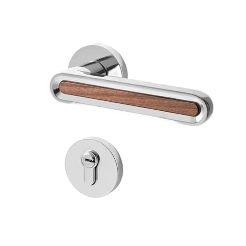 Geräuschloses magnetisches Türschloss im nordischen Stil for Innenschlafzimmer, einfaches Zimmerschloss aus Massivholz in Grau und Schwarz(Grey-magnetic) von JBKJGWYA