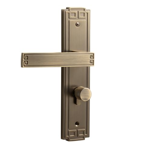 JBKJGWYA Chinesisches Schlafzimmertürschloss Typ magnetisches Innentürschloss mit leisem Geräusch, Retro-Holztürgriff([bronze] B[silentdoorlock]) von JBKJGWYA