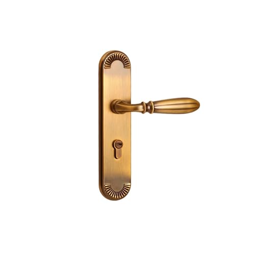 JBKJGWYA Innentürschloss Schlafzimmer Zimmer Gelb Bronze Griff Schloss Silent Lock Körper europäischen Stil Zinklegierung solide Griff Holztürschloss(Yellowbronzeupgradedmagneticlockbody) von JBKJGWYA