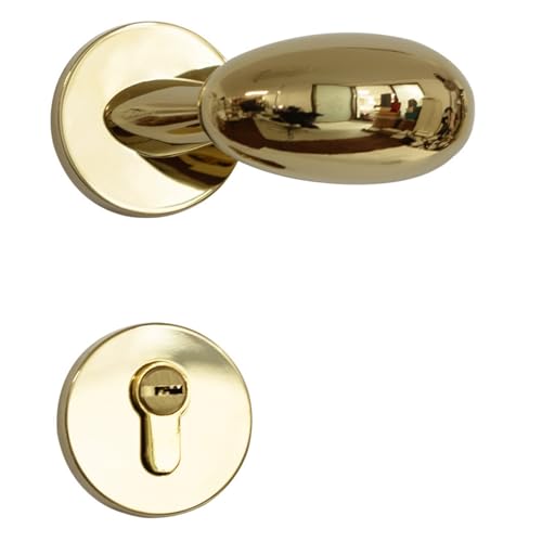 JBKJGWYA Innentürschloss im amerikanischen Stil, Typ Gänseei-förmiges geteiltes Schloss, einfacher magnetischer, geräuschloser Schlafzimmertürgriff(Upgradedbrightgold[magneticsuctionmutetype]) von JBKJGWYA