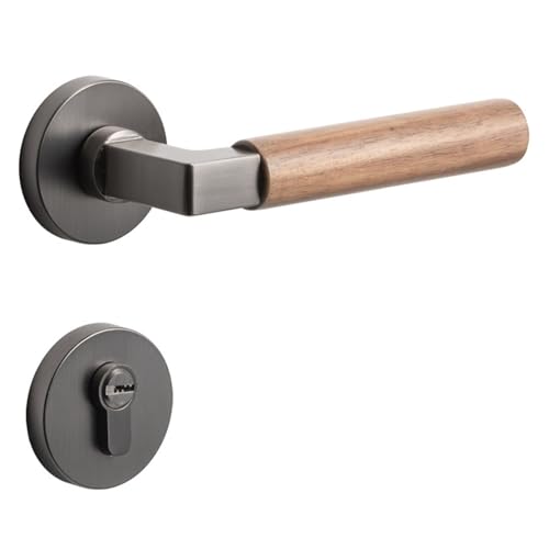 JBKJGWYA Nussbaum Schlafzimmer Türschloss Typ Innen magnetische leise Türschloss chinesischen Stil Holztürgriff(ElegantGreyWalnut) von JBKJGWYA