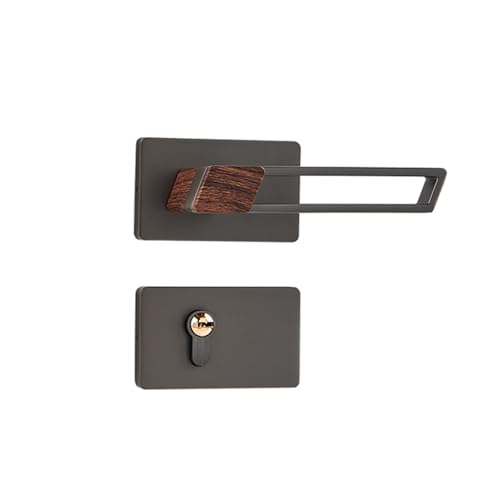 Leises Türschloss aus Zinklegierung, einfaches Schloss mit geteiltem Griff, Türschloss for Schlafzimmer im Innenbereich, Holztürschloss(Blacknickelyellowancientmagneticattraction) von JBKJGWYA