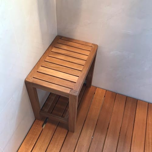 JBKNAN Wasserfester Badezimmerhocker aus Holz for Spa-Badezimmer – Duschbank for ältere Menschen mit Behinderung mit Anti-Rutsch-Design – 250 kg Tragkraft von JBKNAN