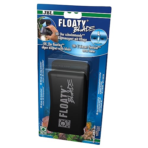 JBL Floaty Blade 6135200, Schwimmender Scheiben-Reinigungsmagnet mit Klinge für dicke Aquarienscheiben, L von JBL