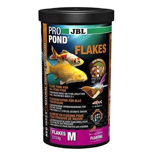 JBL Futter für alle Teichfische, Schwimmende Futterflocken, Funktionsfutter, PROPOND FLAKES, Größe M, 130 g von JBL