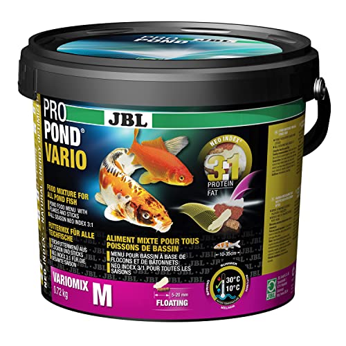 JBL Futter für alle Teichfische, Schwimmendes Futtermenü aus Flocken und Sticks, Spezialfutter, ProPond Vario 0,72 kg von JBL