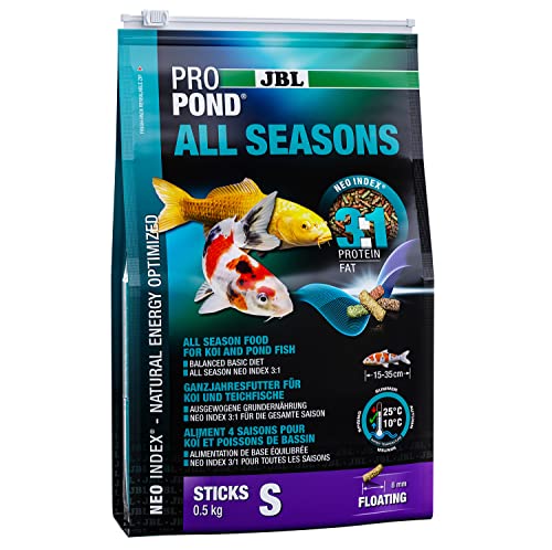 JBL Ganzjahresfutter für Koi, Schwimmende Futtersticks, Saisonfutter, ProPond All Seasons, Größe S, 0,5 kg von JBL
