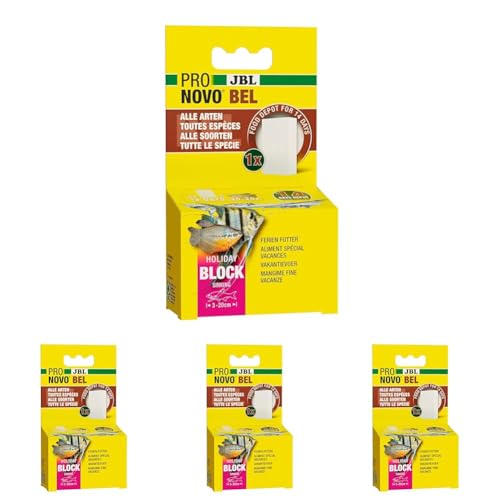 JBL PRONOVO Bel Holiday, Ferienfutter für alle Süßwasser-Aquarienfische, 1 Futterblock (Packung mit 4) von JBL