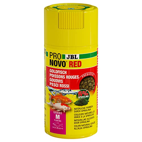 JBL PRONOVO RED GRANO, Hauptfutter für Goldfische von 8-20 cm, Fischfutter-Granulat, Klickdosierer, Größe M, 100 ml von JBL