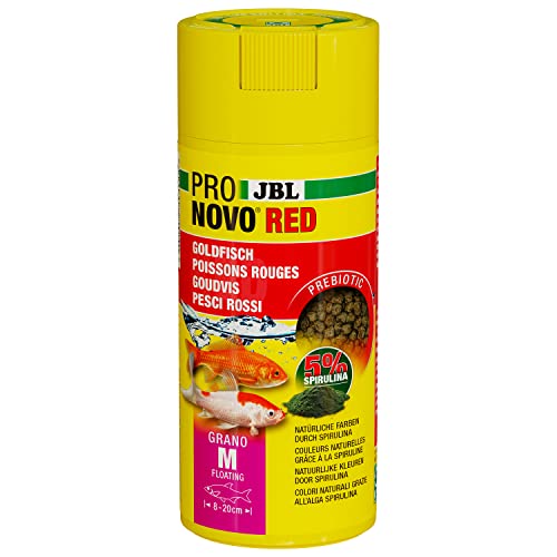 JBL PRONOVO RED GRANO, Hauptfutter für Goldfische von 8-20 cm, Fischfutter-Granulat, Klickdosierer, Größe M, 250 ml von JBL