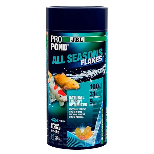 JBL PROPOND All Seasons Flakes 0,14kg (1 L) | Ganzjahresfutter Flocken für alle Teichfische | Gesunde & ausgewogene Ernährung | Schwimmend | ab 10 °C von JBL