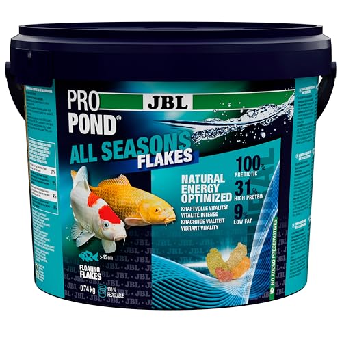 JBL PROPOND All Seasons Flakes 0,74kg (5,5 L) | Ganzjahresfutter Flocken für alle Teichfische | Gesunde & ausgewogene Ernährung | Schwimmend | ab 10 °C von JBL