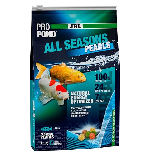 JBL PROPOND All Seasons Pearls 1,1kg (6 L) | Ganzjahresfutter Perlen für alle Teichfische | Gesunde & ausgewogene Ernährung | Schwimmend | ab 10 °C von JBL