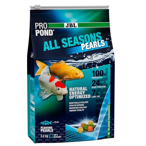 JBL PROPOND All Seasons Pearls 2,2kg (12 L) | Ganzjahresfutter Perlen für alle Teichfische | Gesunde & ausgewogene Ernährung | Schwimmend | ab 10 °C von JBL