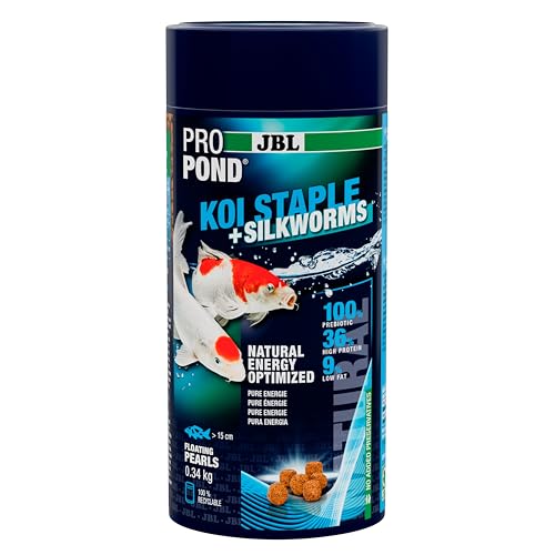 JBL PROPOND KOI Staple+Silkworms 0,34kg (1 L) | Ganzjahresfutter Perlen für Koi | Hochwertige Fettsäuren & Insektenproteine | Artgerechte Ernährung | Schwimmend | ab 10 °C von JBL