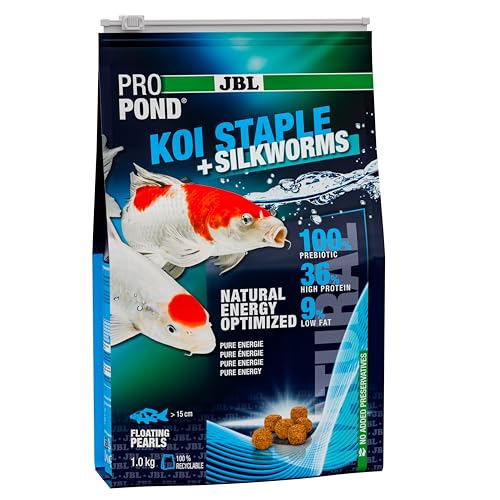JBL PROPOND KOI Staple+Silkworms 1,0kg (3 L) | Ganzjahresfutter Perlen für Koi | Hochwertige Fettsäuren & Insektenproteine | Artgerechte Ernährung | Schwimmend | ab 10 °C von JBL