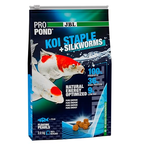 JBL PROPOND KOI Staple+Silkworms 2,0kg (6 L) | Ganzjahresfutter Perlen für Koi | Hochwertige Fettsäuren & Insektenproteine | Artgerechte Ernährung | Schwimmend | ab 10 °C von JBL
