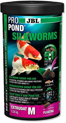 JBL Seidenraupen für Koi, Schwimmende Extrudate, Leckerbissen, PROPOND SILKWORMS, Größe M, 340 g von JBL