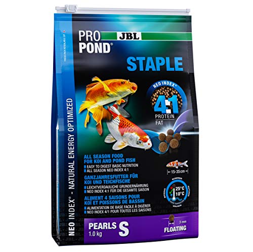 JBL Ganzjahresfutter für Koi und Teichfische, Schwimmende Pellets, PROPOND STAPLE, Größe S, 1 kg von JBL