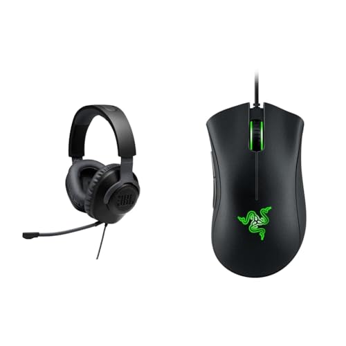 JBL Quantum 100 Over-Ear Gaming Headset – Wired 3,5 mm Klinke & Razer DeathAdder Essential (2021) - Essentielle Gaming-Maus mit optischem 6.400-DPI-Sensor von JBL