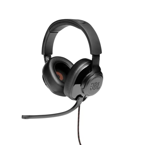 JBL Quantum 300 Over-Ear Gaming Headset – Wired 3,5 mm Klinke und USB Audio Adapter – Mit hochklappbarem Boom Mic und QuantumSurround Sound – Schwarz von JBL