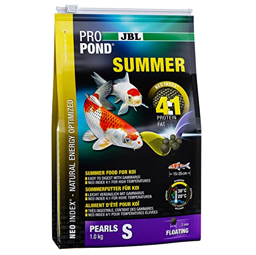JBL Sommerfutter für Koi, Schwimmende Futterperlen, Saisonfutter, ProPond Summer, Größe S, 1,0 kg von JBL
