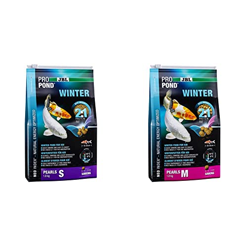 JBL Winterfutter für Koi, Sinkende Futterperlen, Saisonfutter, ProPond Winter, Größe S, 1,8 kg & Winterfutter für Koi, Sinkende Futterperlen, Saisonfutter, ProPond Winter, Größe M, 1,8 kg von JBL