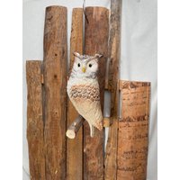 Gartenstecker Keramik Uhu Zum Hängen | Beige Gartenfigur Gartendeko Gartenschmuck Eule Gartenkeramik Tierfigur Gartendekoration von JBLivingKeramik