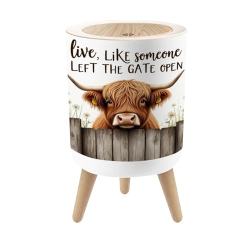 Kleiner Mülleimer mit Deckel, Motiv: "Live Like Someone", offener Bauernhof, rustikal, Landhausstil, 4 l, Hundeabfalleimer, runder Abfalleimer für Badezimmer, Schlafzimmer, Kinderzimmer von JBNJANKDAV