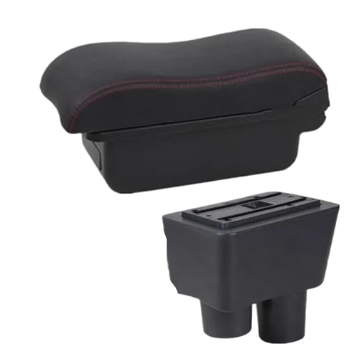 JBPIHZT Armlehne Für N&issan Für Almera Auto Armlehnenbox Aufbewahrungsbox Innenraum Nachrüstung(A1 Schwarz Rot KEIN USB) von JBPIHZT