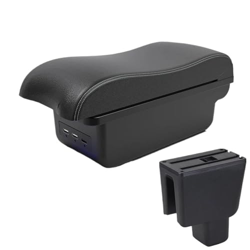 JBPIHZT Für BR-V Armlehnenfach Zentrale Lagerinhalt Aufbewahrungsbox Arm Autoteile USB-Schnittstelle(B3 Schwarz weiß 3USB) von JBPIHZT