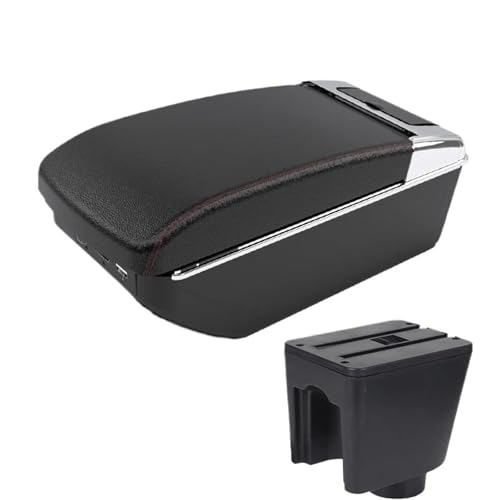 JBPIHZT Für C&hevrolet Für Aveo T200 T250 T255 Armlehnenbox Armlehne Automittelkonsole Aufbewahrungsbox Mit USB-Schnittstelle(A1 Schwarz Rot 7USB) von JBPIHZT