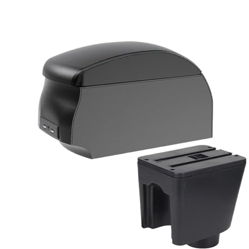 JBPIHZT Für C&hevrolet Für Aveo T200 T250 T255 Zentrale Armstützenbox Mittelkonsole Aufbewahrungsbox Mit USB(A2 Black single) von JBPIHZT