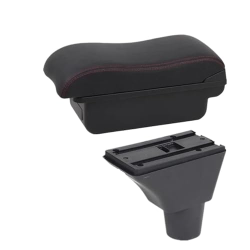 JBPIHZT Für Citroen C3 C4 Armlehnenbox Aufbewahrungsbox Für Die Auto-Armlehne Innenraum-Nachrüstteile(A1 Schwarz Rot KEIN USB) von JBPIHZT