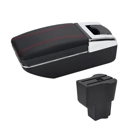 JBPIHZT Für Daihatsu Für Sirion Armlehne Für Daihatsu Für Materia Auto Armstützen-Box Zentral Lagerinhalt Aufbewahrungsbox 2016-2021(A1 Schwarz Rot KEIN USB) von JBPIHZT