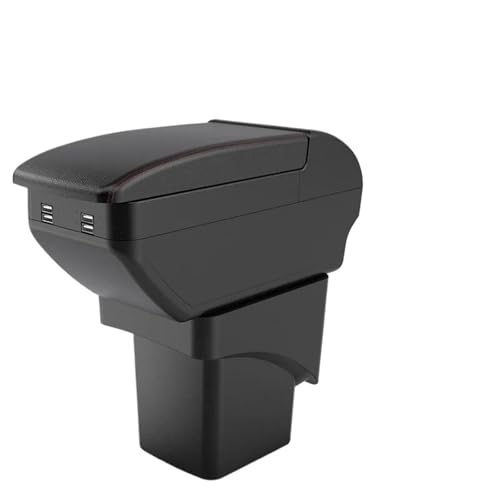 JBPIHZT Für Focus 2 Armlehnenbox Für Focus 2 Mk2 Autoarmlehne Zentrale Aufbewahrungsbox Armstütze(B1 Black red 4 USB) von JBPIHZT