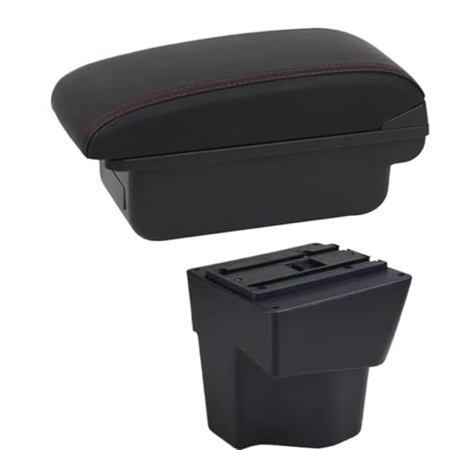 JBPIHZT Für KIA Für Rio 5 2012 2013 2014 2015 2016-2019 Auto Armlehnenbox Lederarmlehne Mittelkonsolen Aufbewahrungsbox(B1 Rote Linie) von JBPIHZT