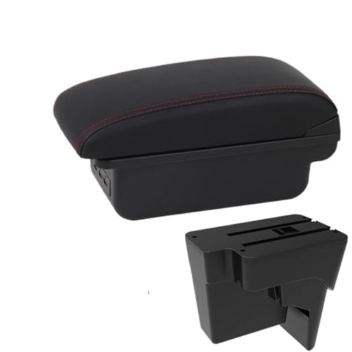 JBPIHZT Für Kia K3 BL7 2023 2024 2025 Mittelarmlehne Aufbewahrungsbox Mittelkonsole Mit USB(B1 Schwarz rot 3USB) von JBPIHZT