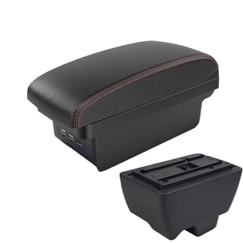 JBPIHZT Für Mahindra Für Bolero Armlehnenkasten Universal Auto Mittelkonsole Aufbewahrungskasten Getränkehalter Modifikationszubehör(B1 Schwarz rot 3USB) von JBPIHZT