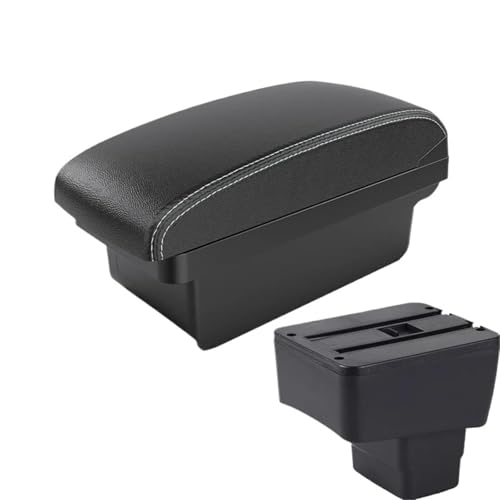JBPIHZT Für Mazda 2 III (DJ) 2014 2015 2016 2017-2024 Auto Armlehnenbox Aufbewahrungsbox Innenausstattung Zentrale Armlehnenbox(A3 Black white NO USB) von JBPIHZT