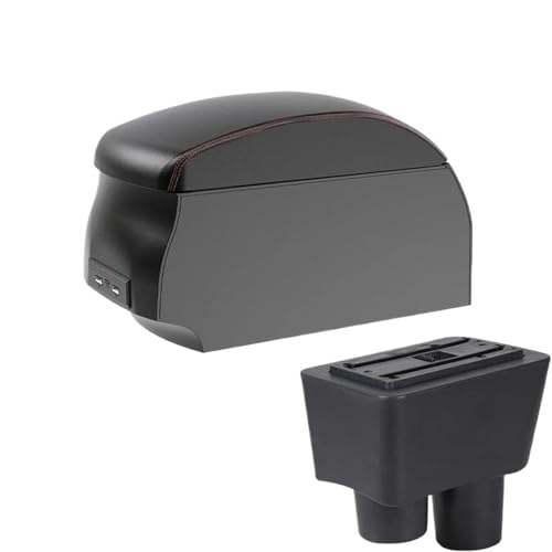 JBPIHZT Für N&issan Für Almera Autoarmlehnenbox Aufbewahrungsbox Nachrüstzubehör Zentrale Armlehnenbox(A1 Black Red single) von JBPIHZT