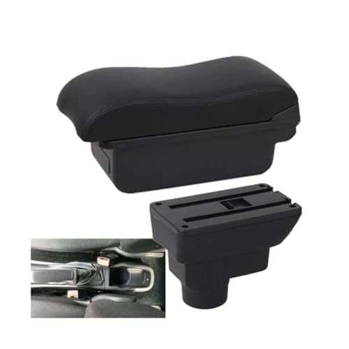 JBPIHZT Für Opel Für Corsa D Armlehne Für Opel Für Corsa Auto-Armlehnenbox Geschwungene Fläche Leder Auto-Aufbewahrungsbox(A2 schwarze Linie Kein USB) von JBPIHZT