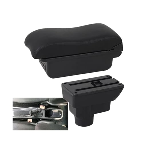 JBPIHZT Für Opel Für Corsa D Armlehne Für Opel Für Corsa Auto-Armlehnenbox Geschwungene Fläche Leder Auto-Aufbewahrungsbox(B2 schwarze Linie 3USB) von JBPIHZT