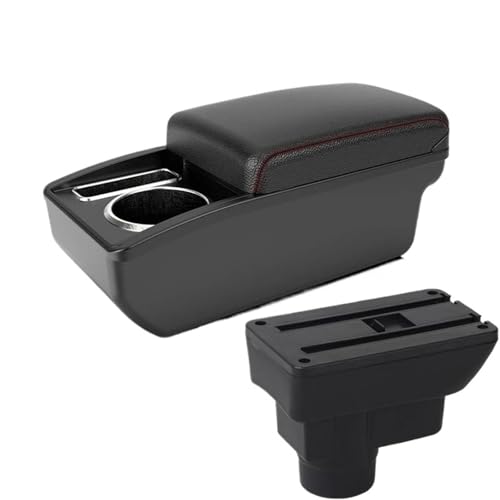 JBPIHZT Für Opel Für Corsa D Armlehnenbox Für Opel Für Corsa Armlehne Auto Aufbewahrungsbox Innenraumteile(A1 Schwarz Rot KEIN USB) von JBPIHZT